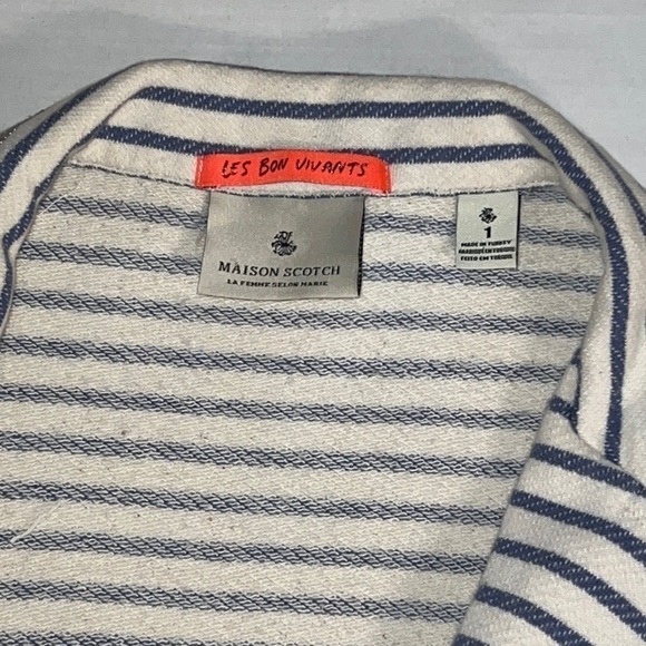MAISON Scoth stripes cropped open front jacket size 1 / Small /  US 6 - Picture 5 of 15